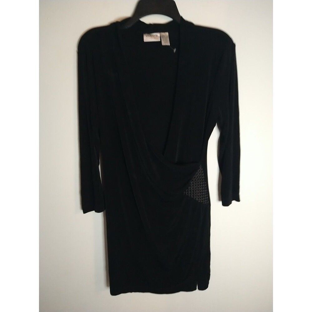 Chico's Travelers Size One Black V-neck Long Sleeve Mini Dress